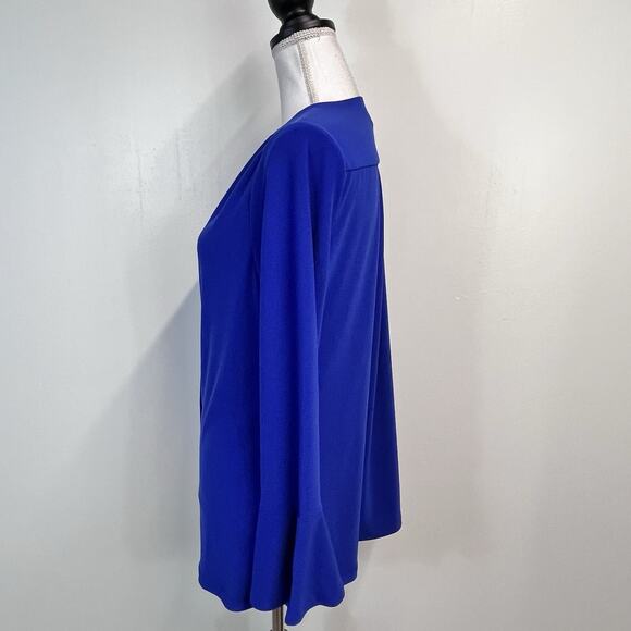 Susan Graver Button Up Blouse Top size Small Royal Blue Stretch Career Church - Picture 6 of 8